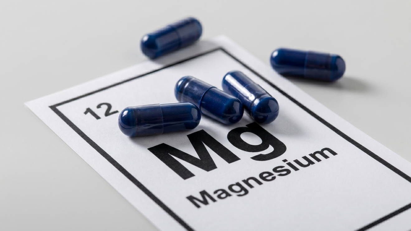 10 Sleep Aids That Actually Work: Science-Backed Options For Better Rest 3 A Photograph Showing Six Blue Supplement Capsules Scattered On And Around A White Card That Is Designed As A Periodic Table Entry, Marked With