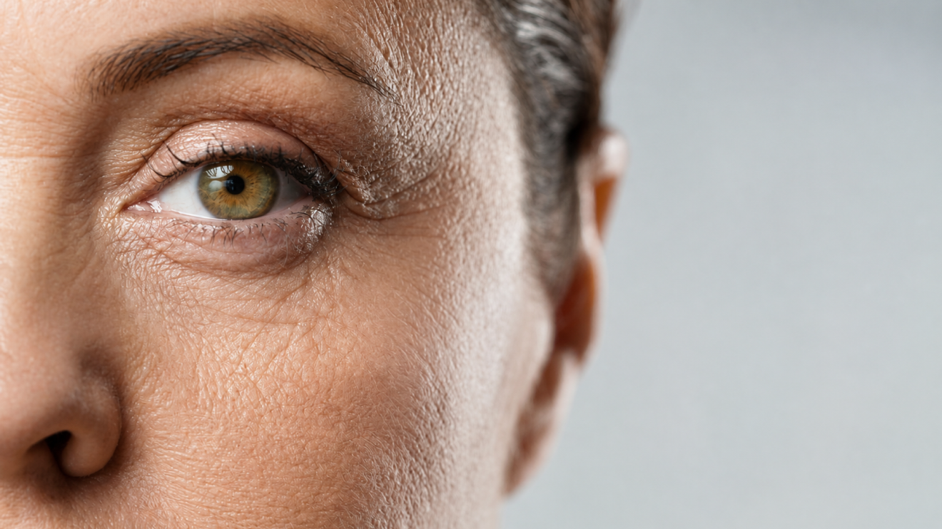 Why Your Skin Looks Tired: 9 Hidden Causes &Amp; Quick Fixes 4 Close-Up Of A Woman’s Face Focusing On Her Eye And Cheek, Showing Visible Fine Lines, Tight Texture, And A Dull, Uneven Surface. Signs Of Dehydrated Skin Lacking Moisture And Natural Glow.